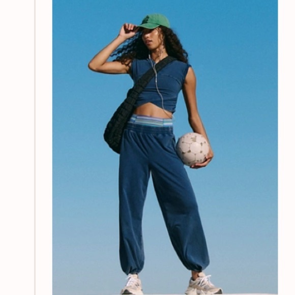 Free People Navy Jogger set Pants top size Large new - Picture 3 of 8